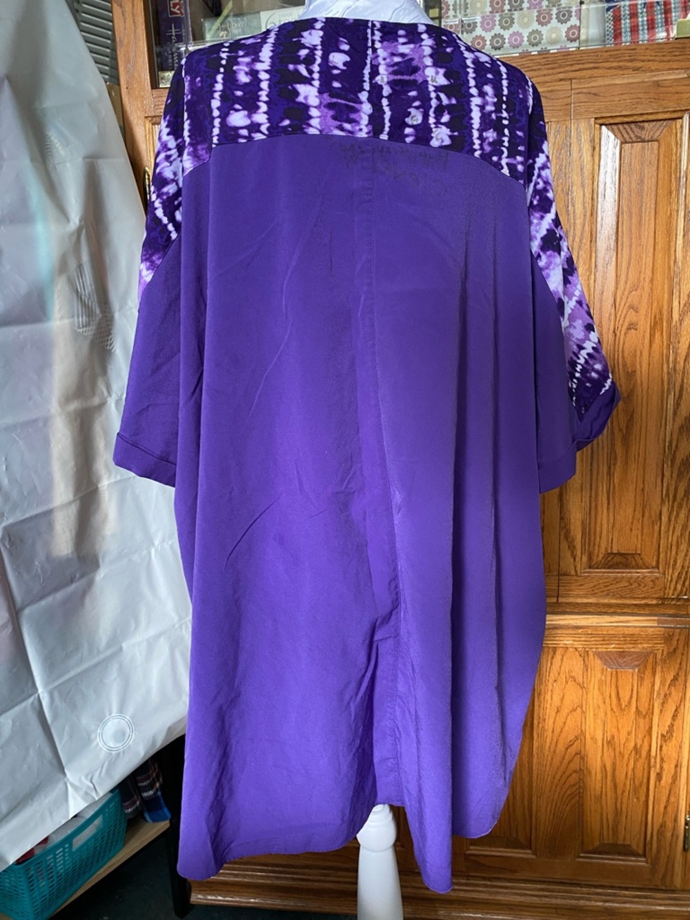 Vibrant Purple Tie-Dye V-Neck Tunic No Tag APAP 32”Close to 3X Light Weigth - Picture 2 of 13